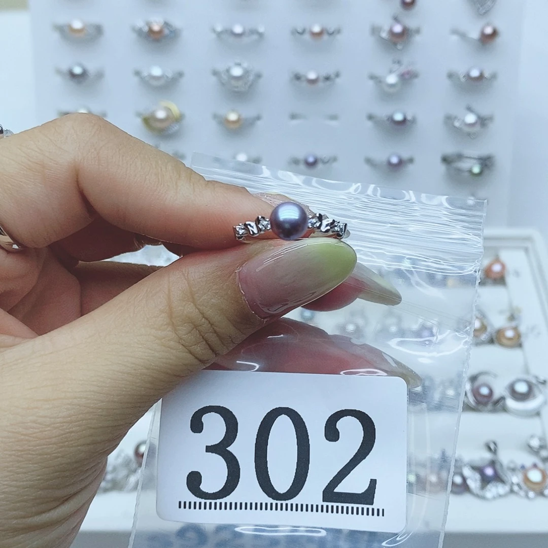 嘎***啟戒指银S925镶嵌淡水珍珠302