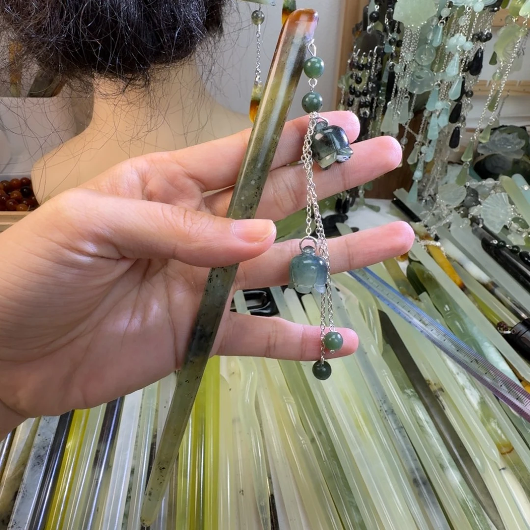 蛇纹石玉未镶嵌发饰