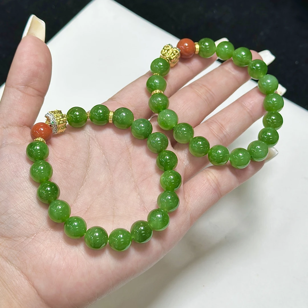 【CH】和田玉碧玉DIY手串-约9mm（多样性发其一）