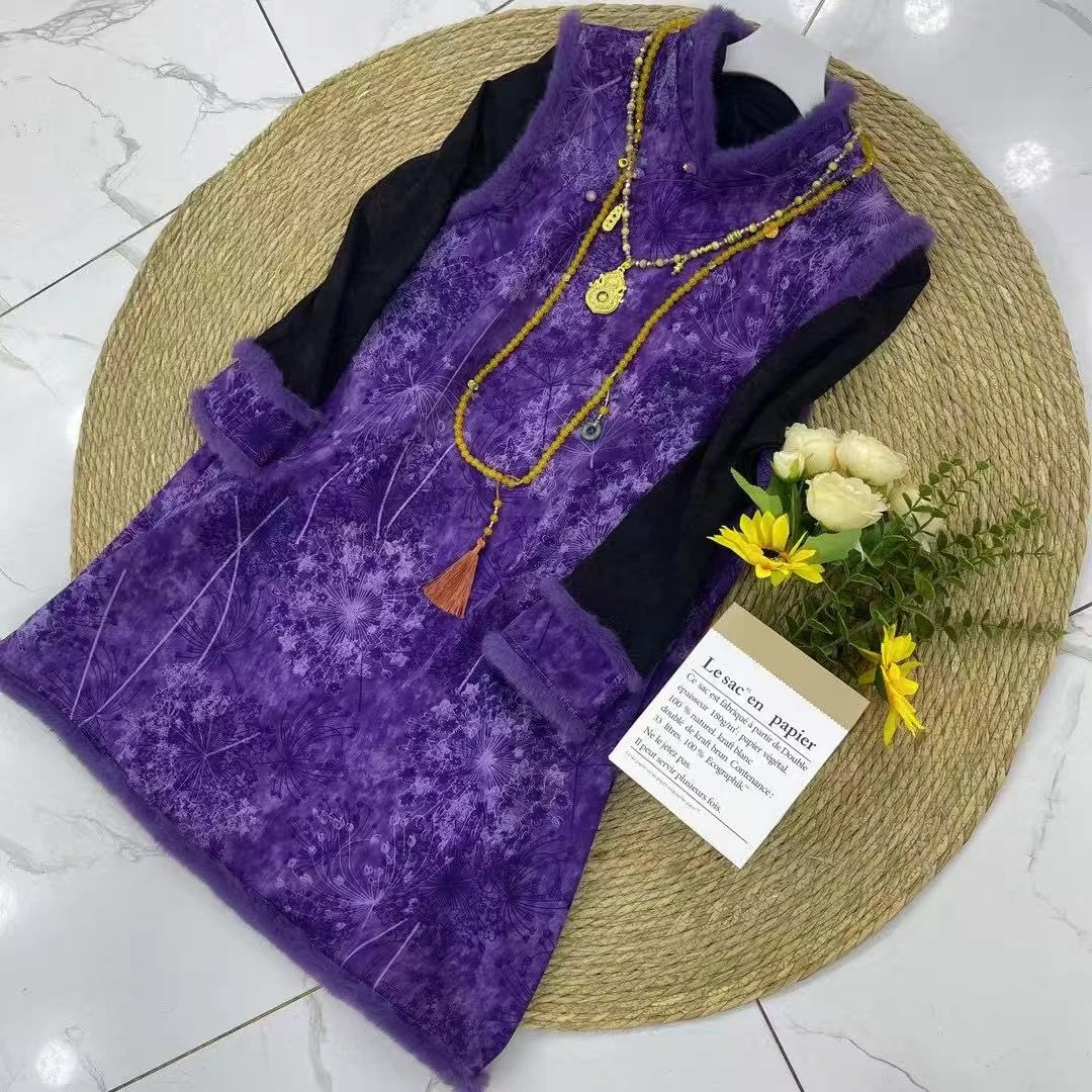 胖胖家*8715新款打底衫马甲裙国风两件套