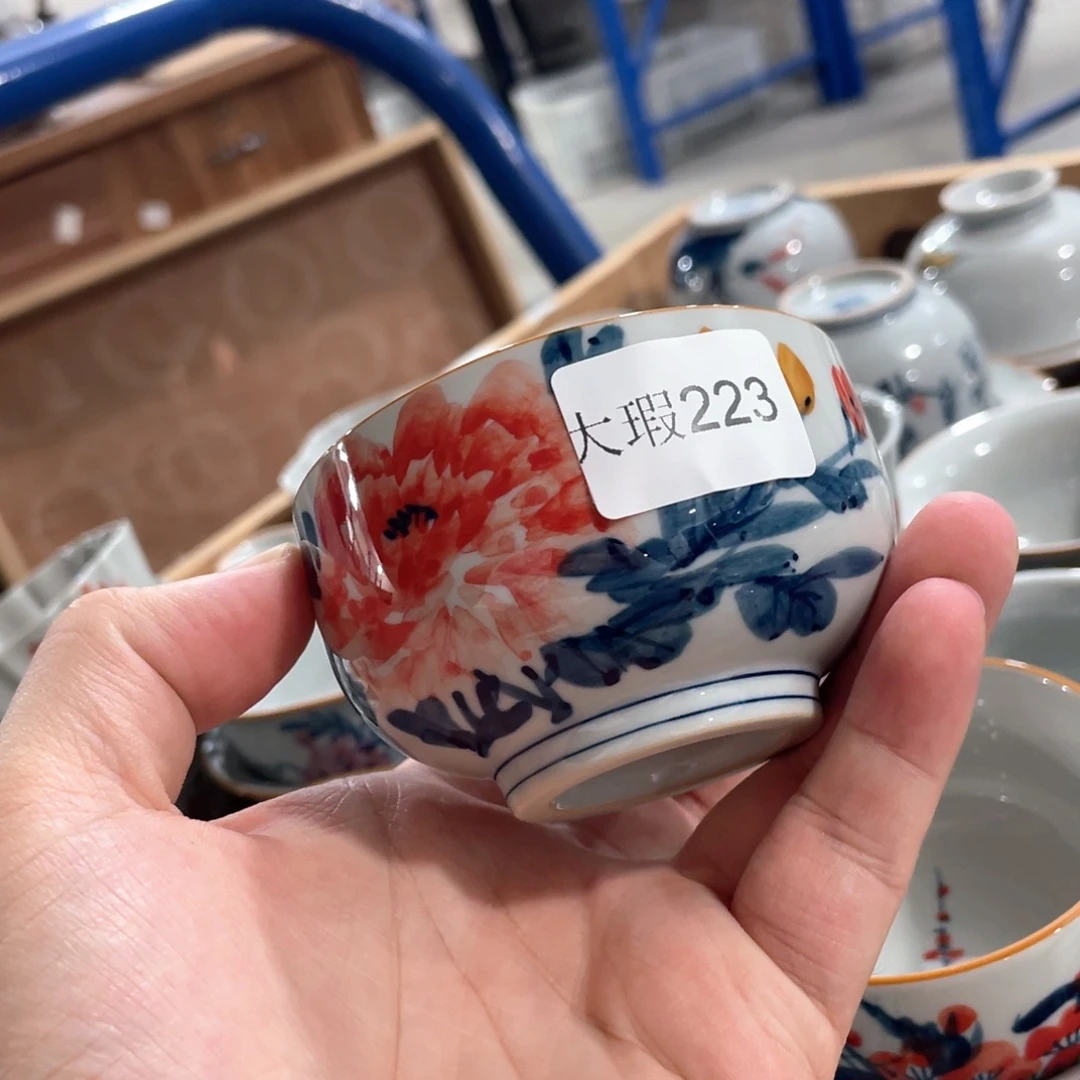 釉下手绘茶具微瑕