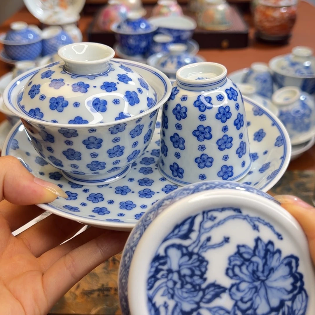 知冬煮雪手工手绘-竹林草堂茶具重工三件套套组