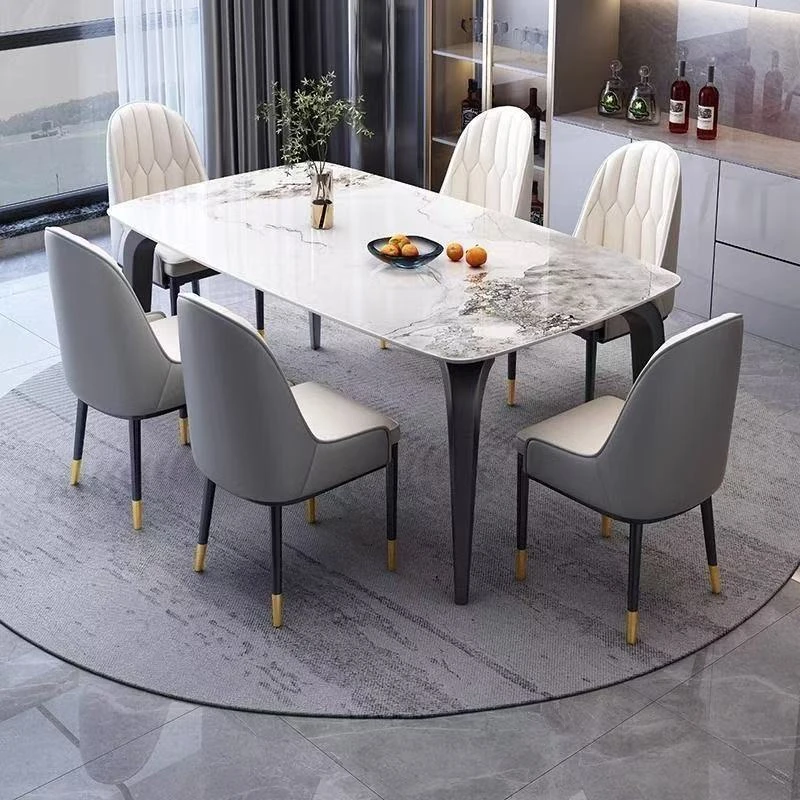 轻奢大象腿岩板餐桌长方形简约北欧家用餐厅饭桌