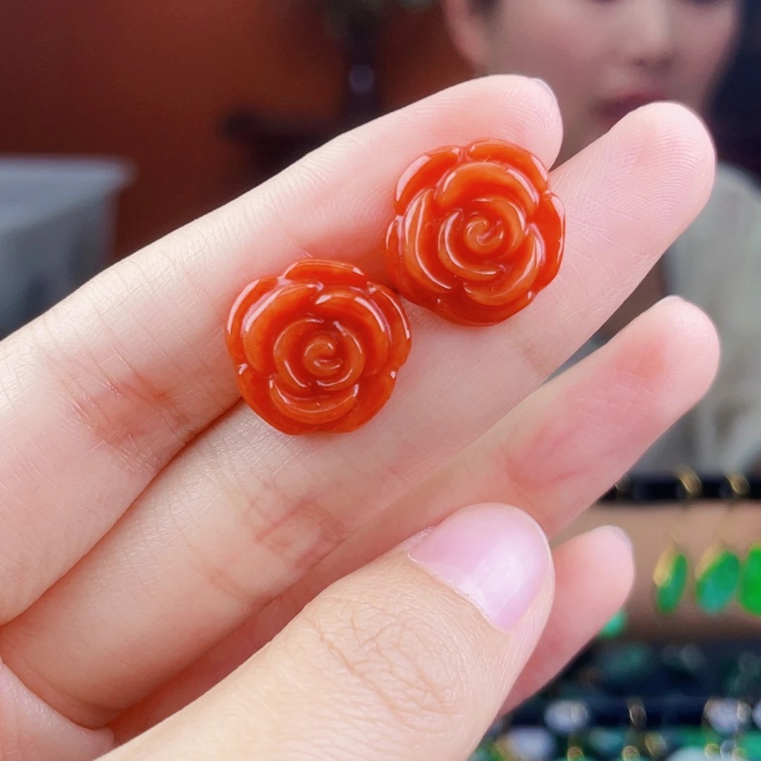 翡翠银S925镶嵌耳饰饰品