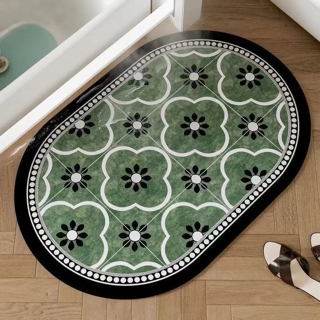 【冲量拍1发2】浴室门口速干吸水垫硅藻泥防滑地垫四叶草套装厕所门