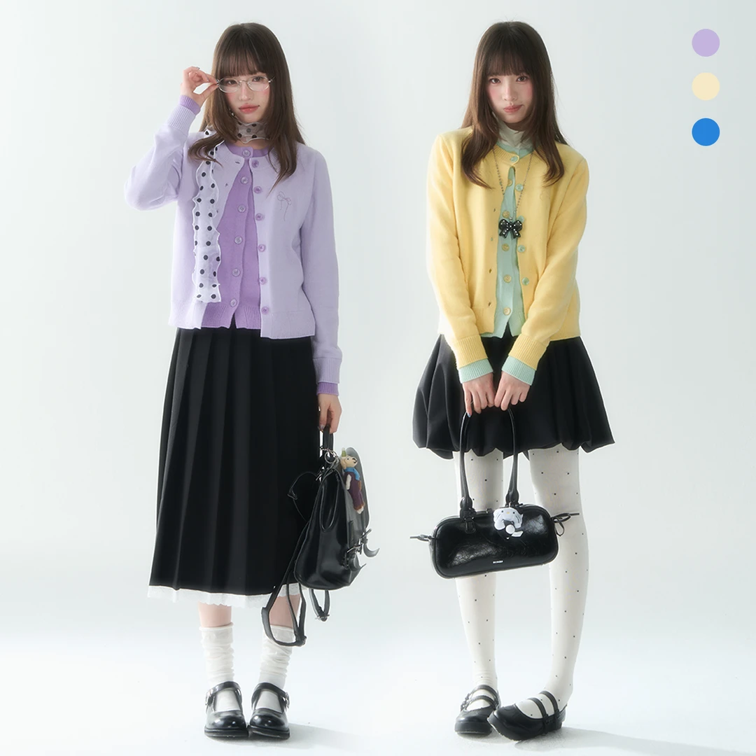 罐头士多所 "糖衣陷阱"甜美少女刺绣假两件针织开衫