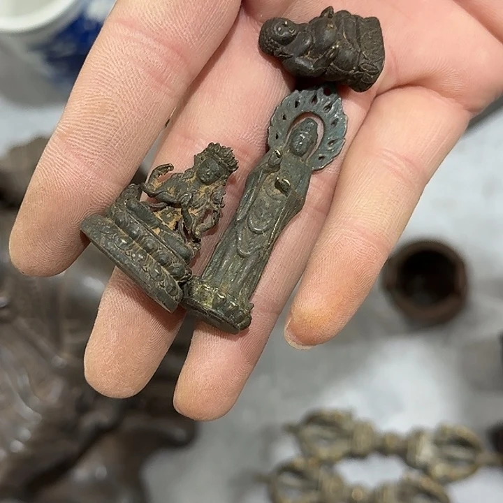 强***子文房摆件 铜雕佛像