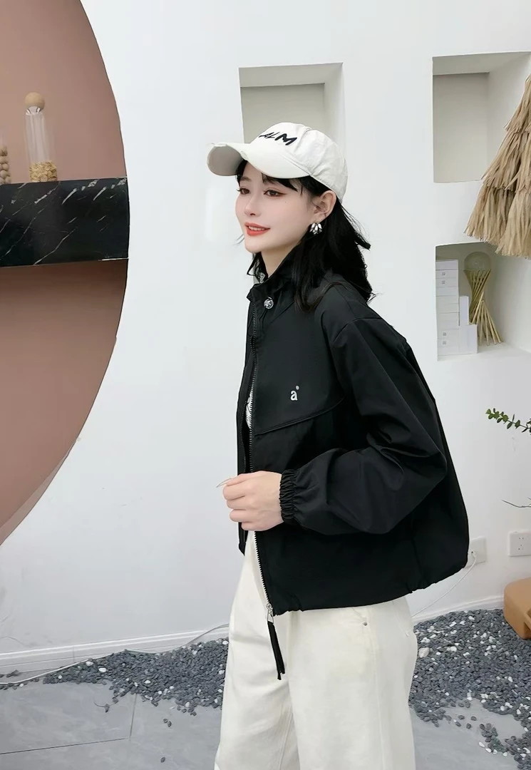 新款夏季短款防晒衣女时尚休闲百塔立领透气薄款防晒服外套