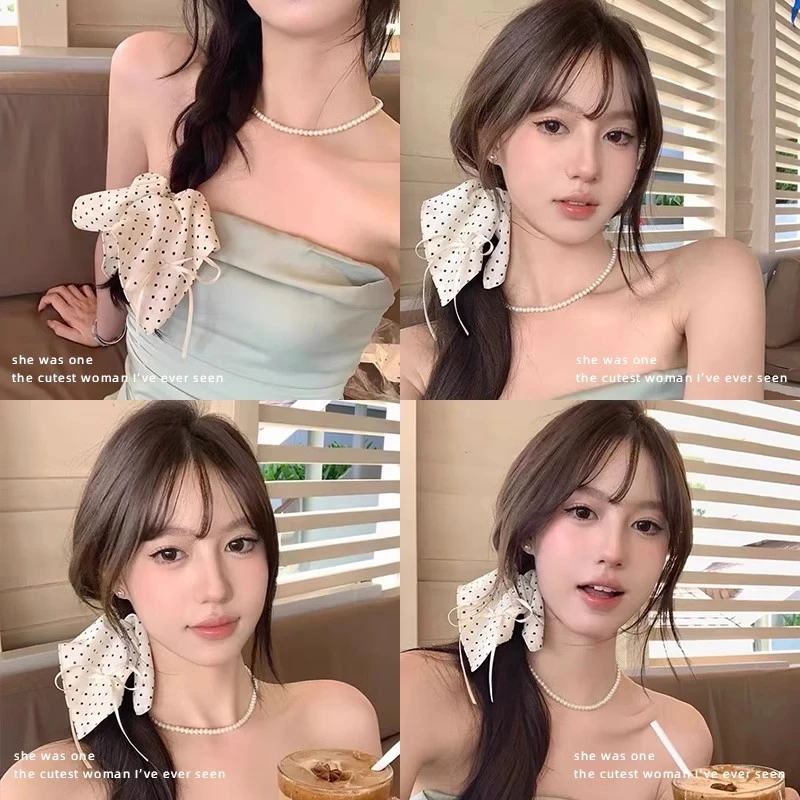 波点方巾发圈韩系方形大肠头圈发绳女头绳女生高级感皮筋扎头发饰