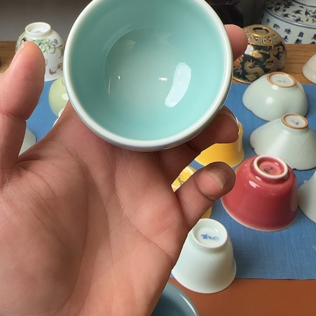 陶晓芳窑豆青釉圆口杯