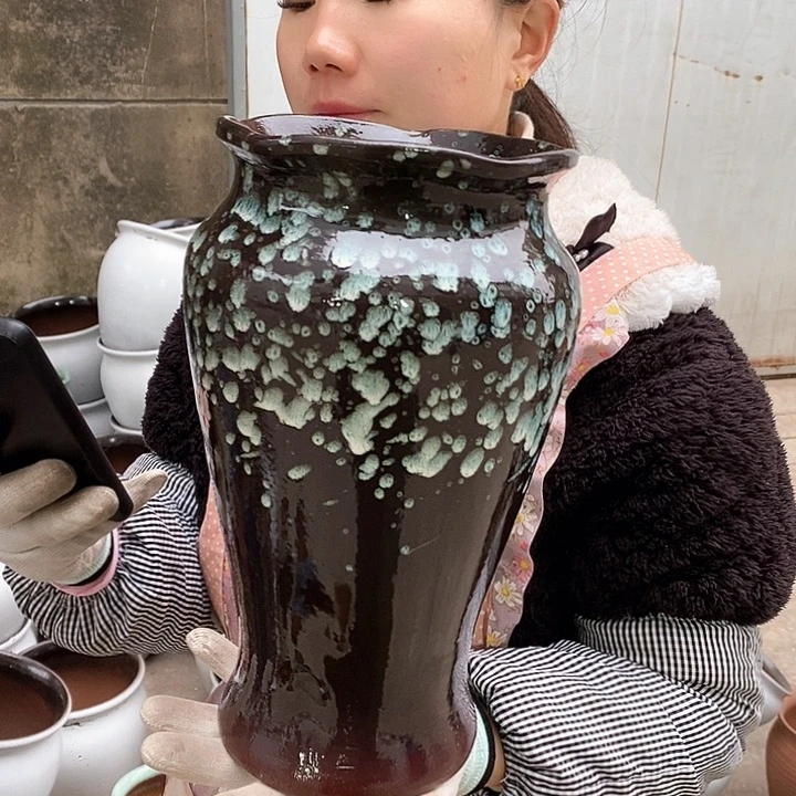 紫砂花盆瑕疵口17高30瑕疵