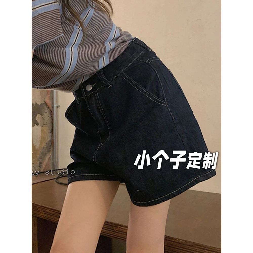 150小矮个子薄款复古牛仔短裤女夏高腰显瘦a字阔腿裤宽松休闲热裤