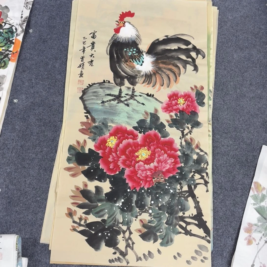 国画100×50手绘画画画