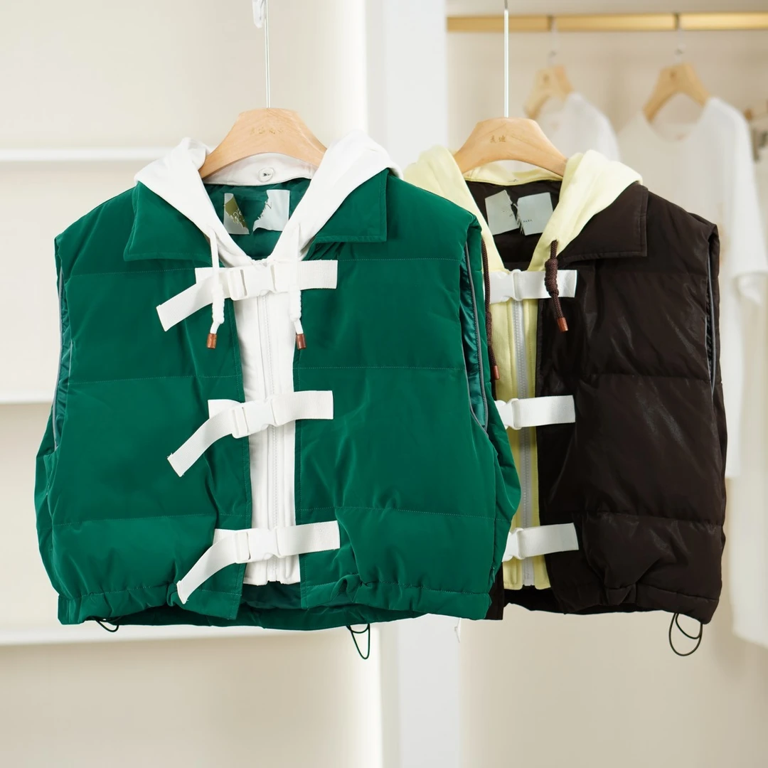 麦迪尚品【DS】50604188 拼接连帽马甲羽绒服冬季女装品牌折扣