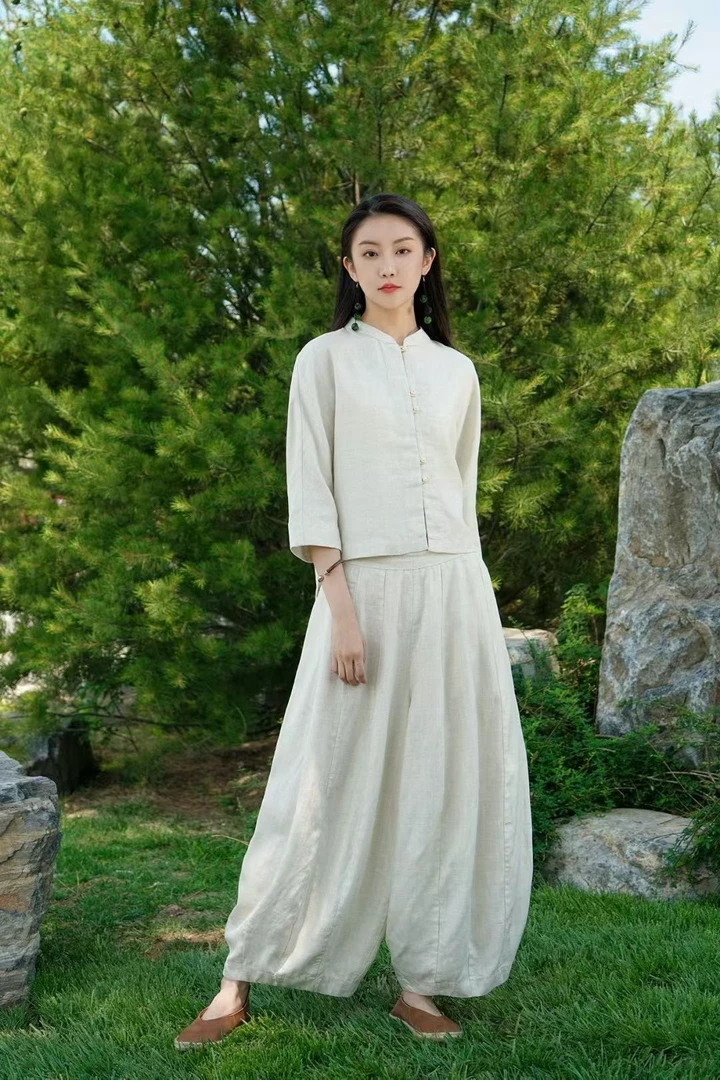 中国风春夏季复古新款女士天丝亚麻修行禅服新中式高端女装