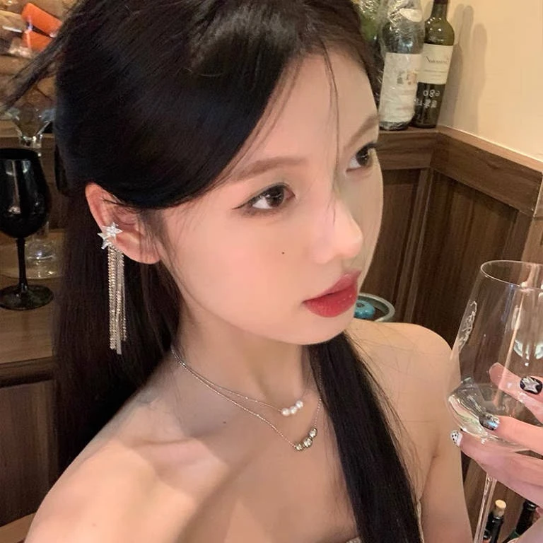 合金耳饰 气质星星长款流苏耳环小众设计轻奢耳钉高级感耳饰女
