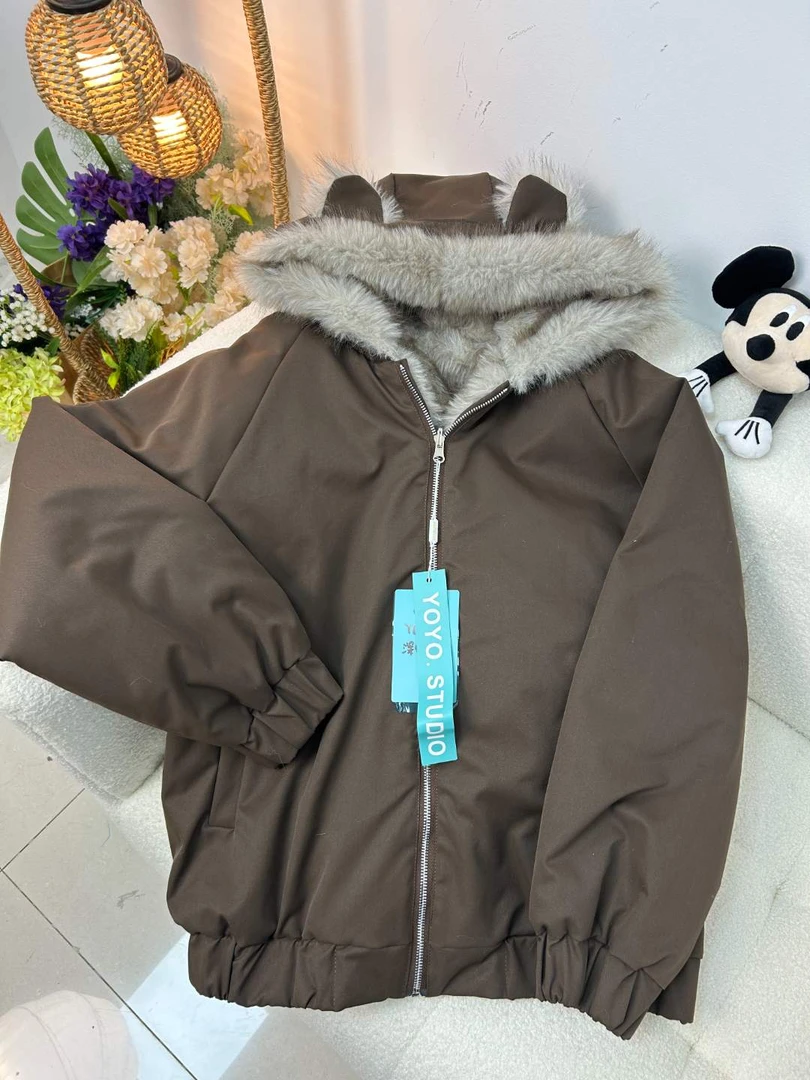 Y07区9895深咖色 棉服厚款立领纯色100休闲风