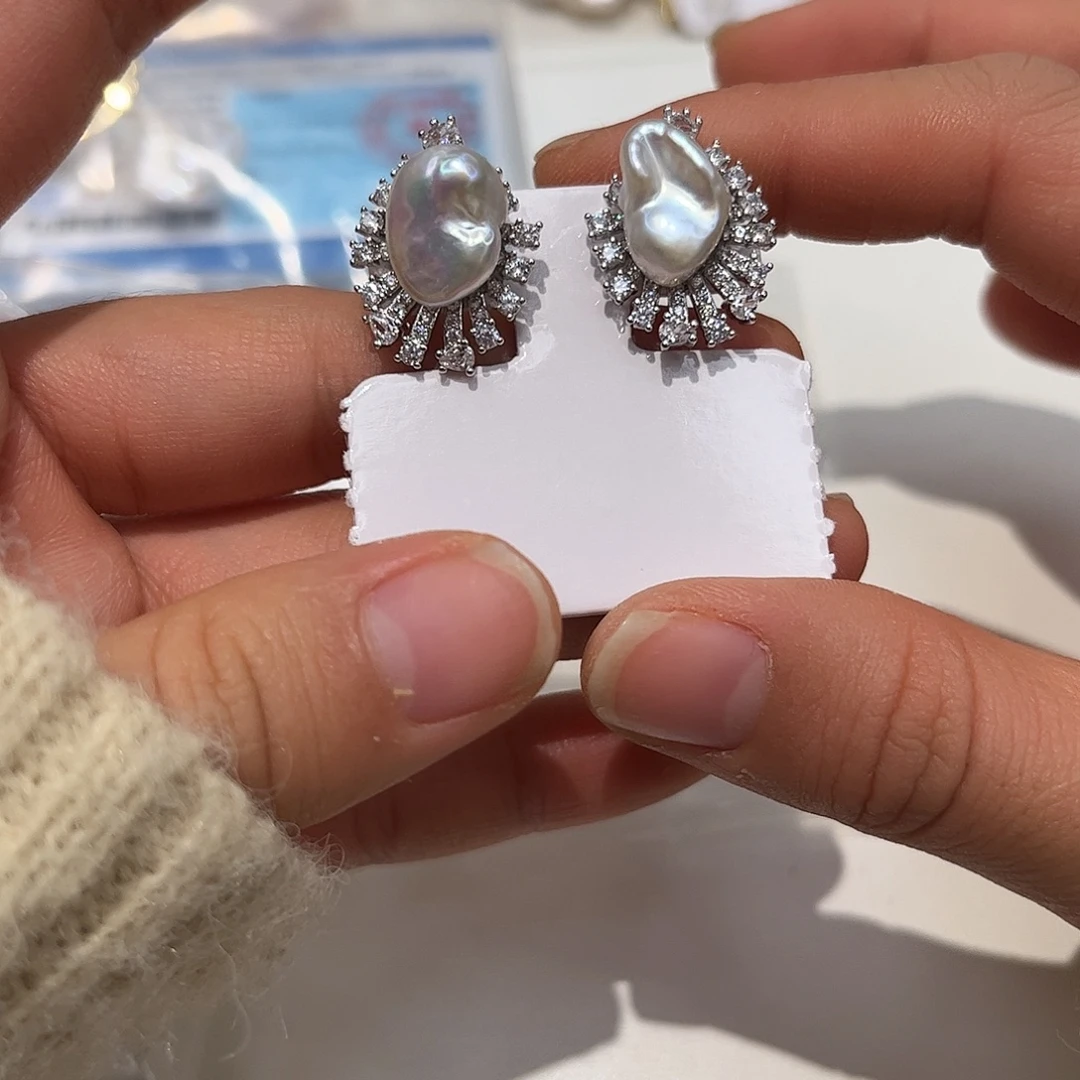 淡水珍珠耳饰合金