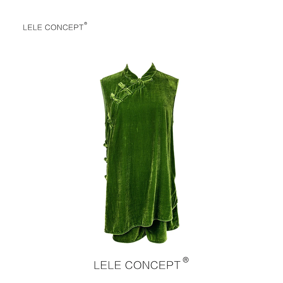 LELE CONCEPT丨都市气质设计款丝绒短裤套装T0138