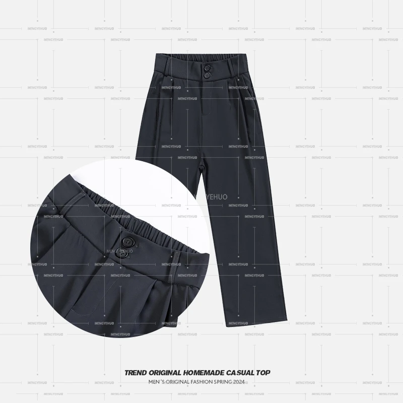 【长裤系列】春夏薄款 阔腿高腰双扣直筒西裤