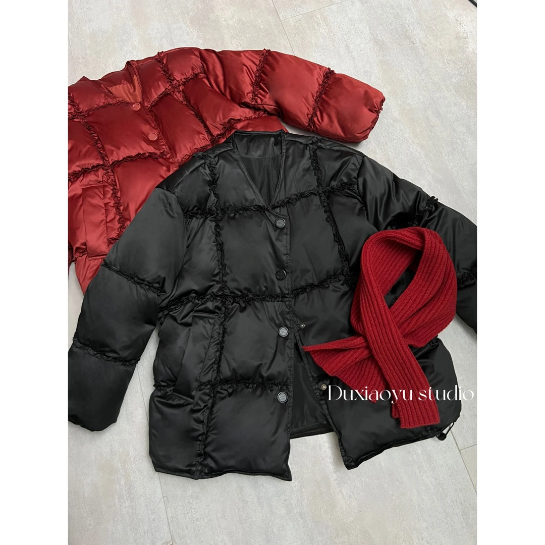 晓宇女装【围巾款木耳边】年货定制保暖羽绒服 围巾款木耳边羽绒服