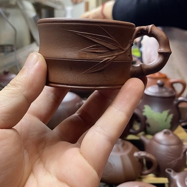 紫砂茶壶竹节杯 半手工制作
