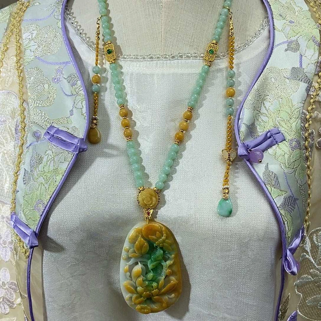 翡翠未镶嵌颈饰翡翠设计款套链