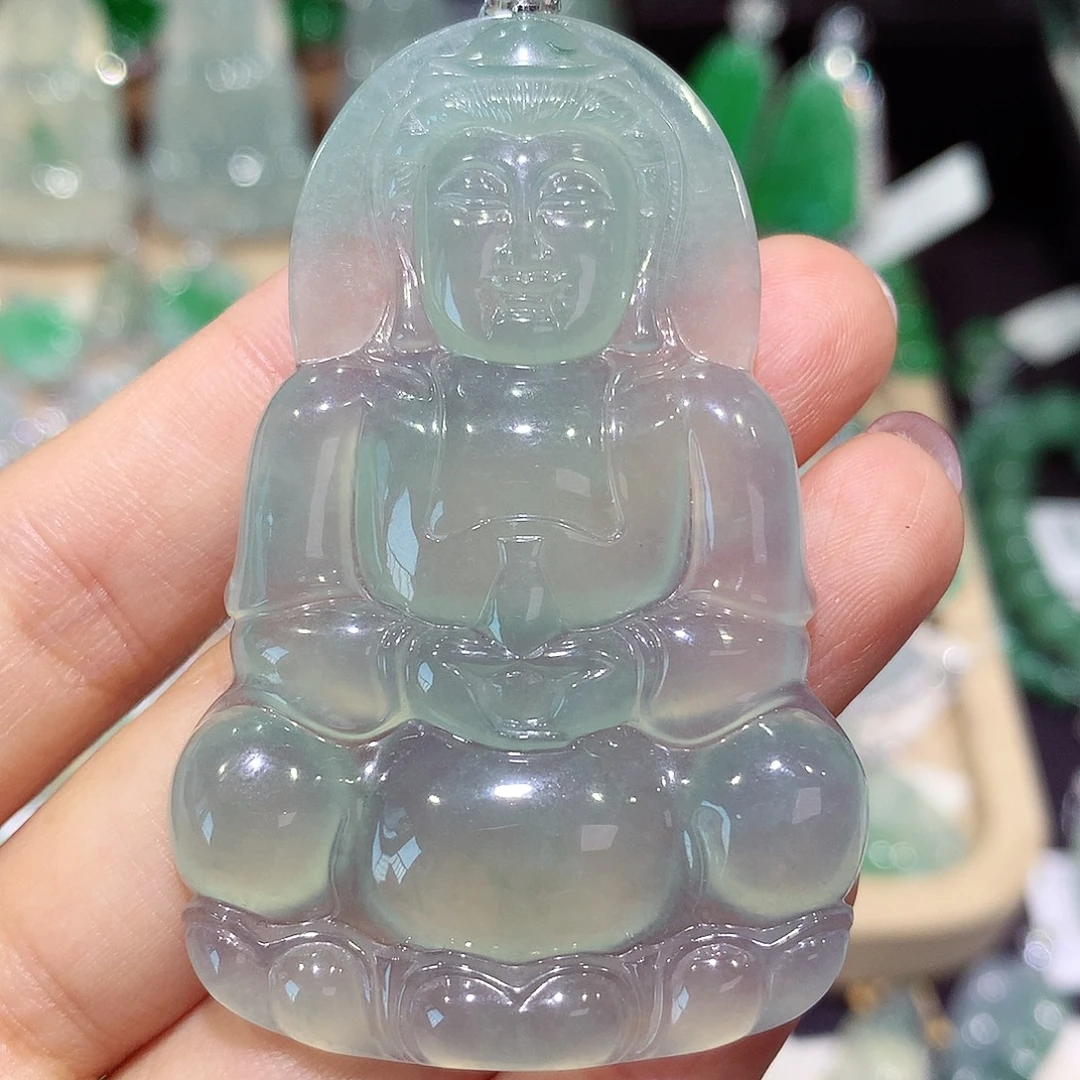 颈饰18K金镶嵌翡翠观音