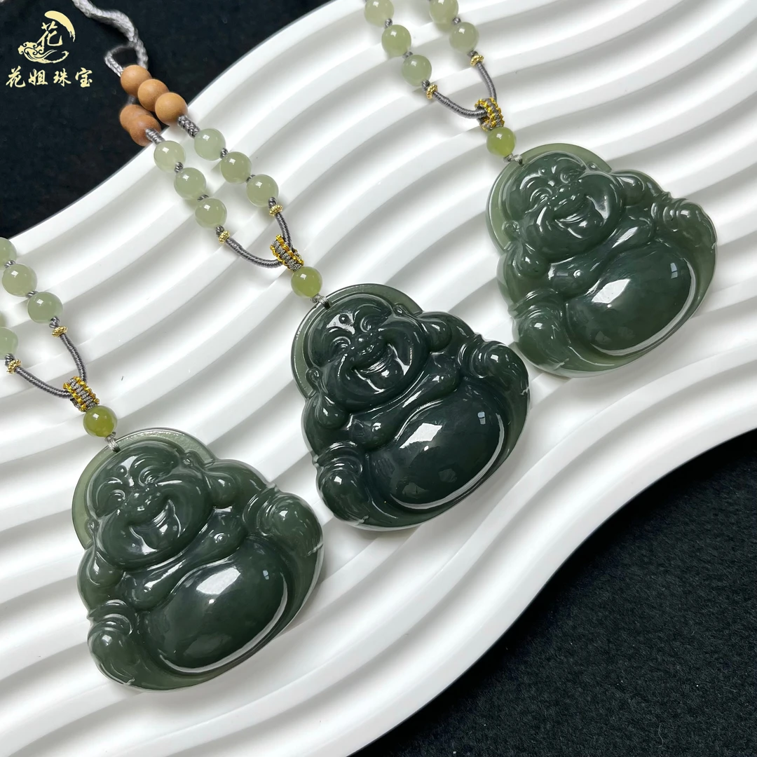 LN83天然和田玉且末蓝佛公吊坠45*45*11mm多样性发其一 手工精雕