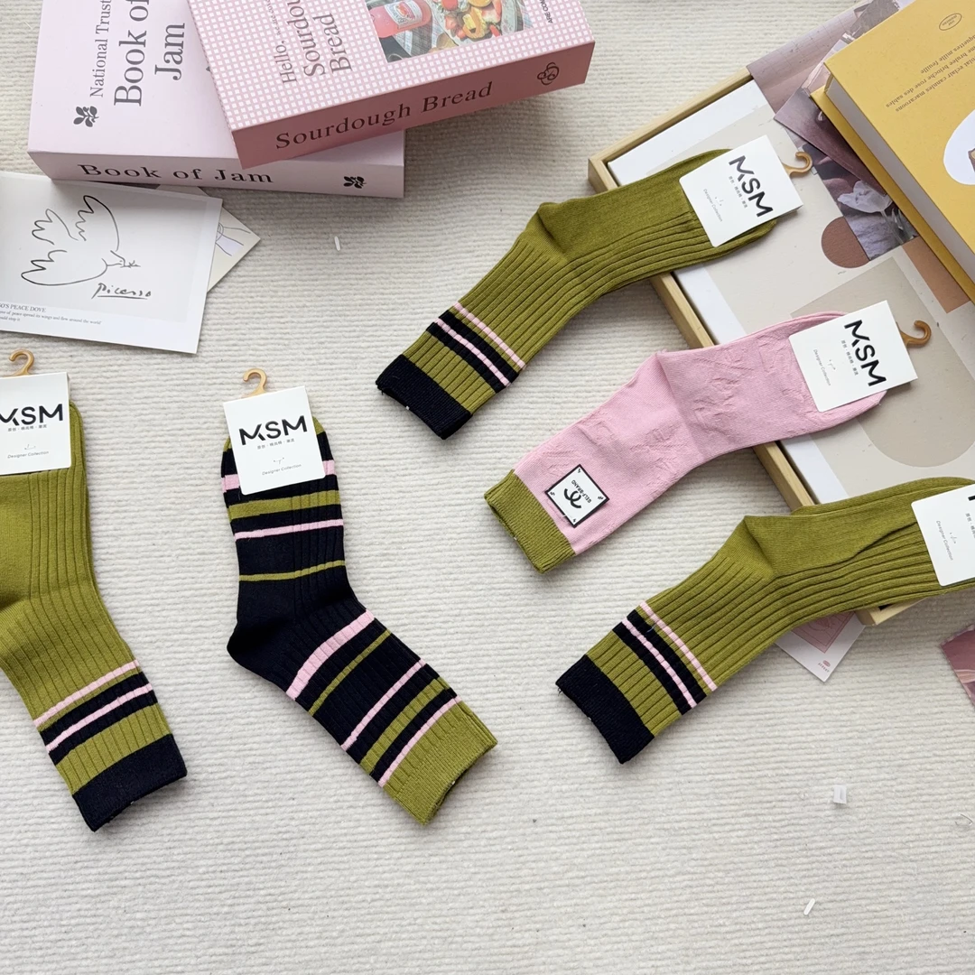 S001-95 五双女袜韩系休闲时尚中筒袜