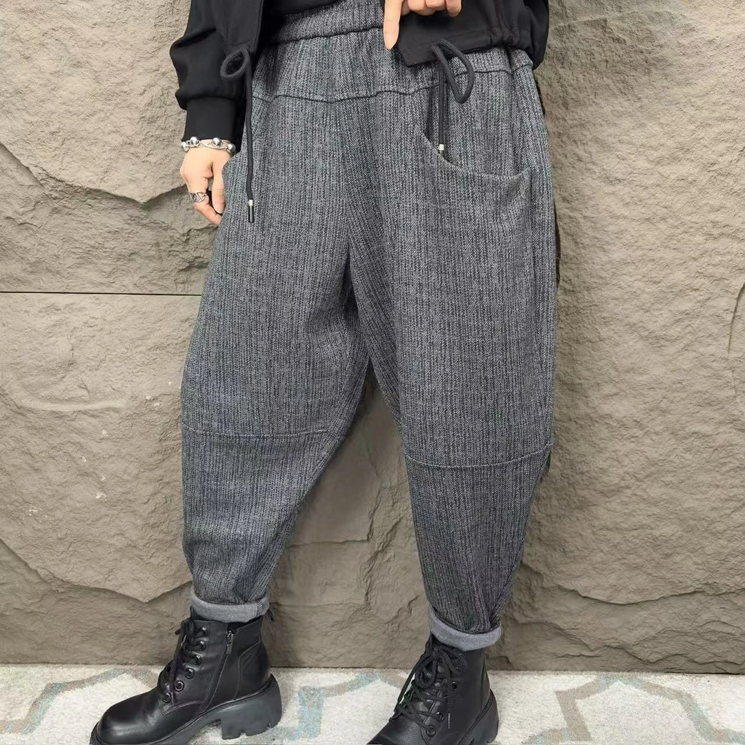 春季时尚休闲简约百搭女士松紧腰小脚哈伦裤