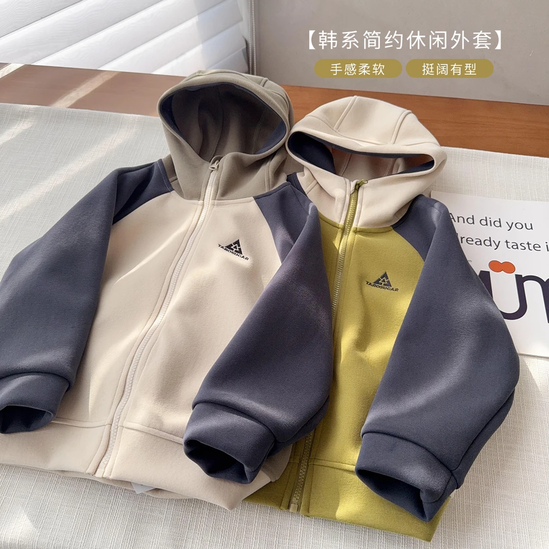 儿童拼色款连帽外套时尚百搭款春秋上衣25013