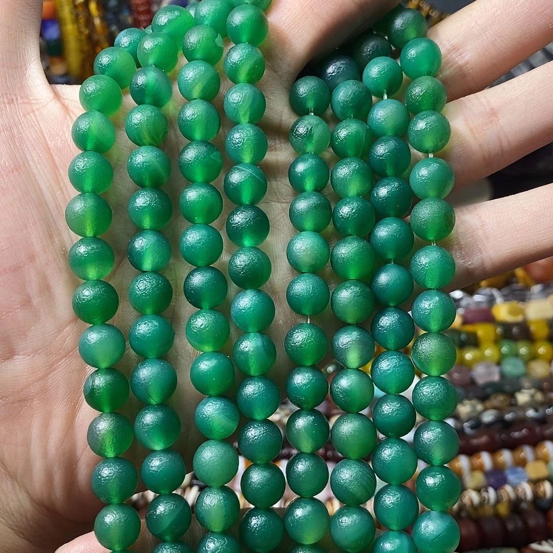 石英质玉未镶嵌，橘皮绿玛瑙10mm，