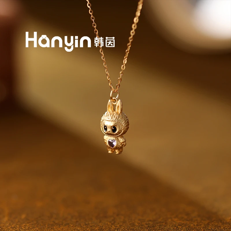 坠链均925银合成锆石 精致设计感卡通风时尚重工拉bubu项链AAA