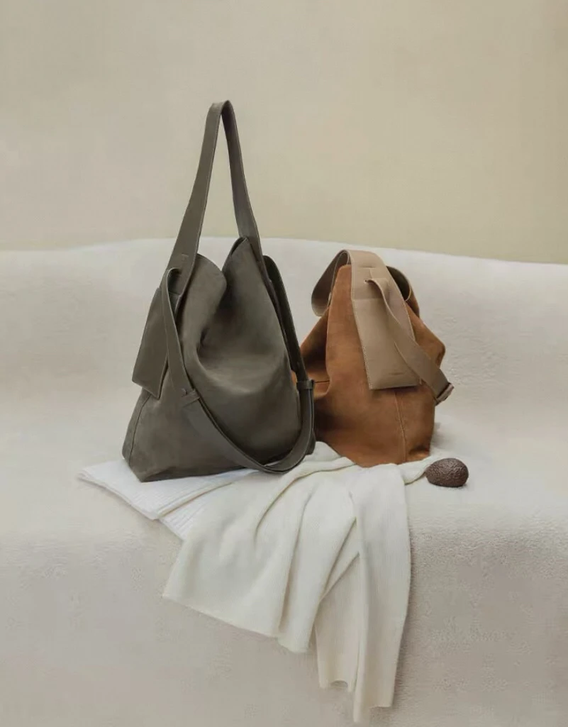 大号麂皮挂耳托特包慵懒通勤单肩斜挎女包