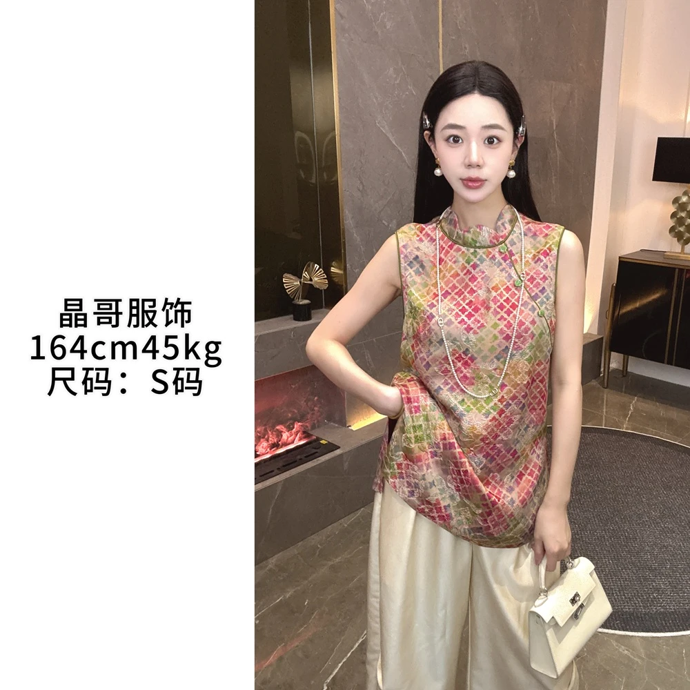 现货【夏未了】新中式休闲百搭复古夏季国风薄款无袖上衣