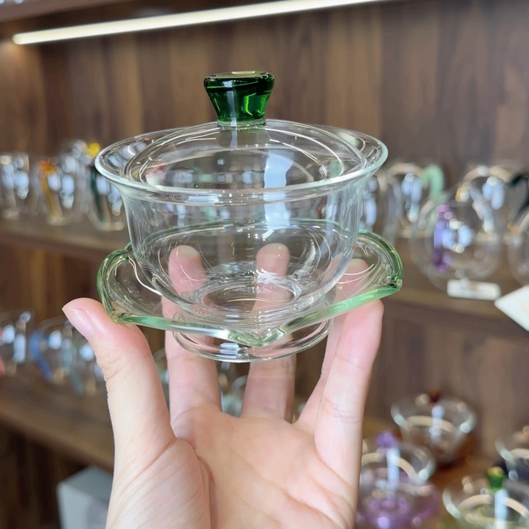 禾器沁莲盖碗湖绿色➕茶巾1条