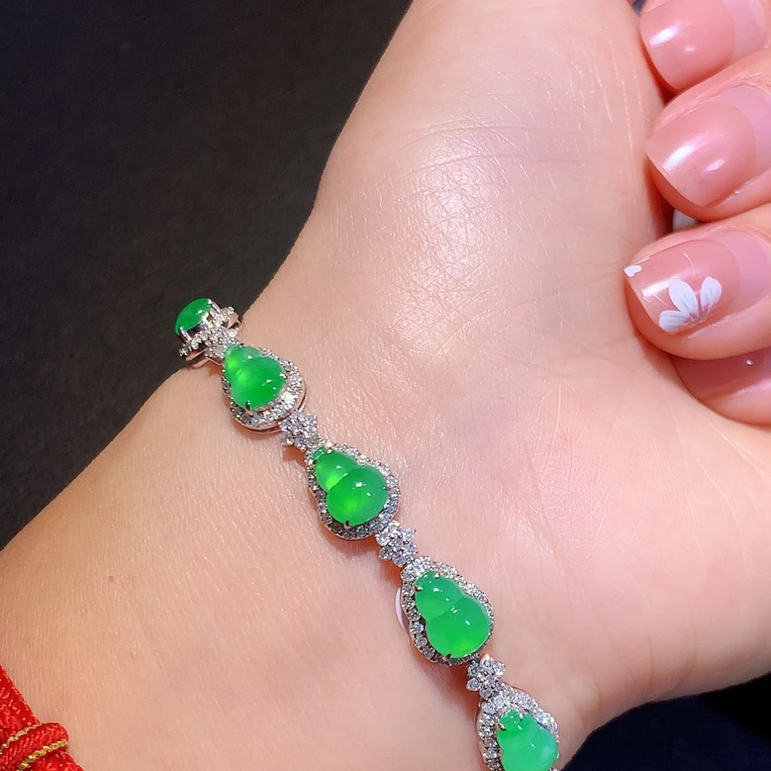 翡翠18K金镶嵌手链