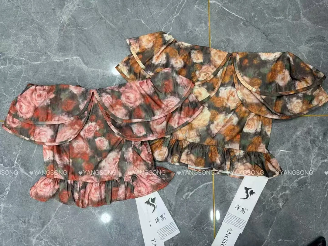 法式一字领碎花宫廷风衬衫夏季时尚百搭小衫洋气复古上衣女