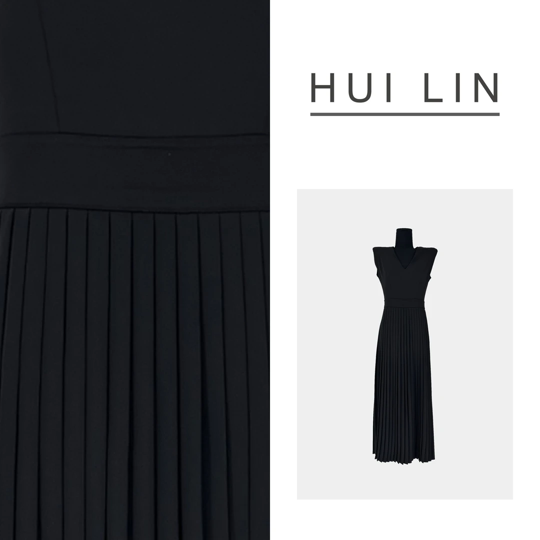 【夏季新款】轻奢无袖重工百褶裙中长款连衣裙【25799】