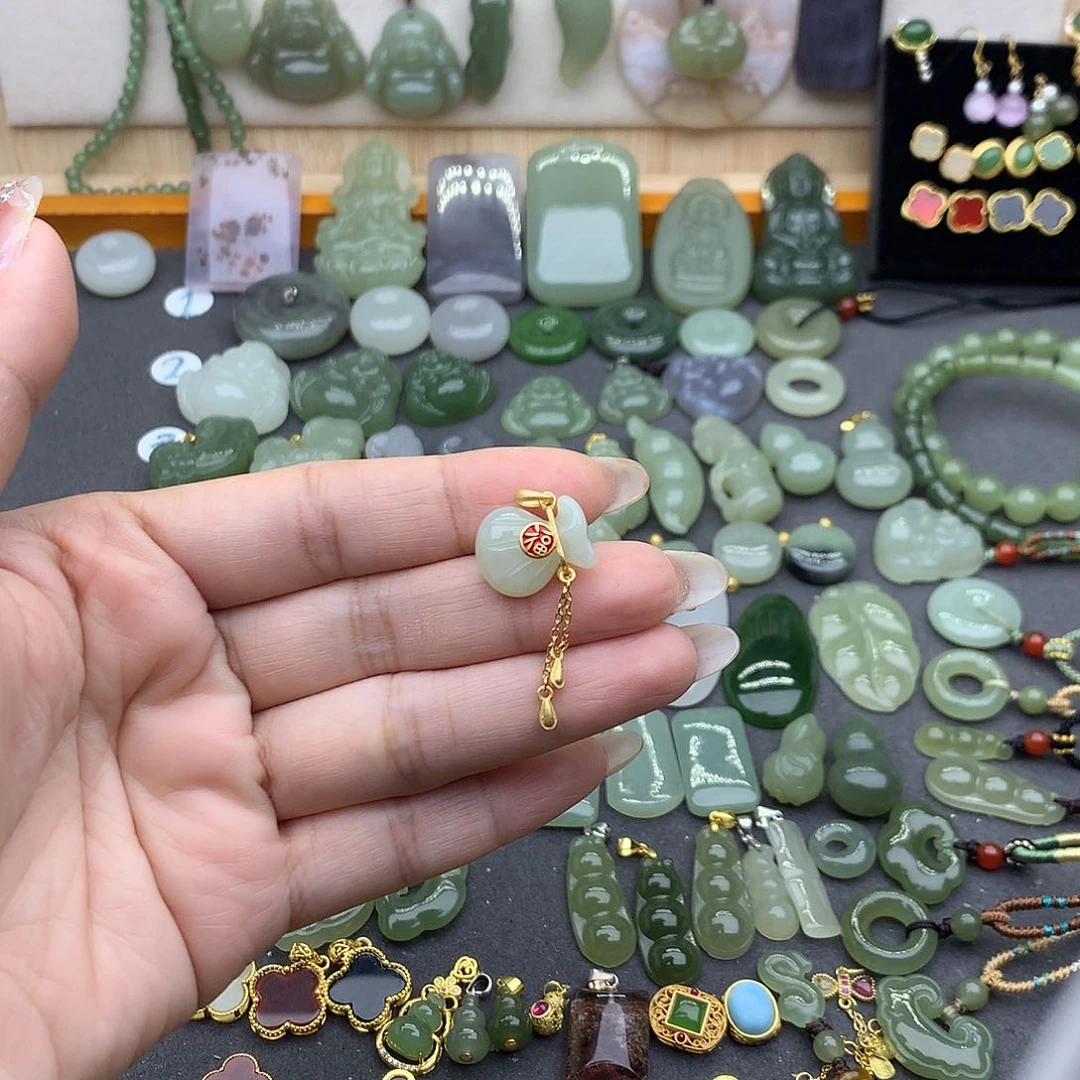 和田玉吊坠(不含链)银S925镶嵌