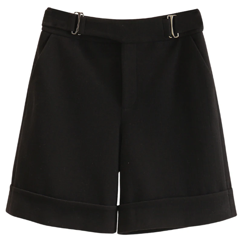 【伍莎-自营】直筒高腰脚口休闲五分裤#RJY48G002