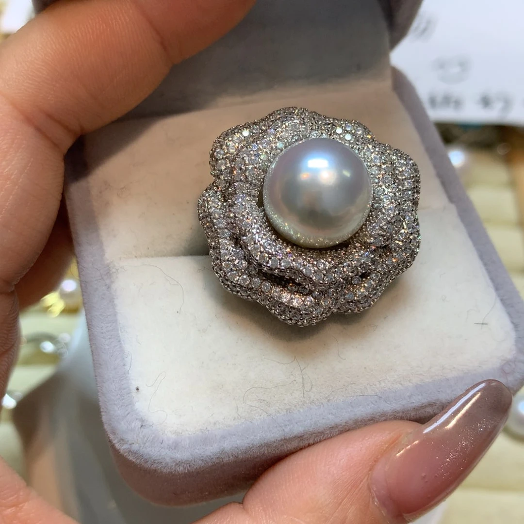 海水珍珠戒指银S925镶嵌