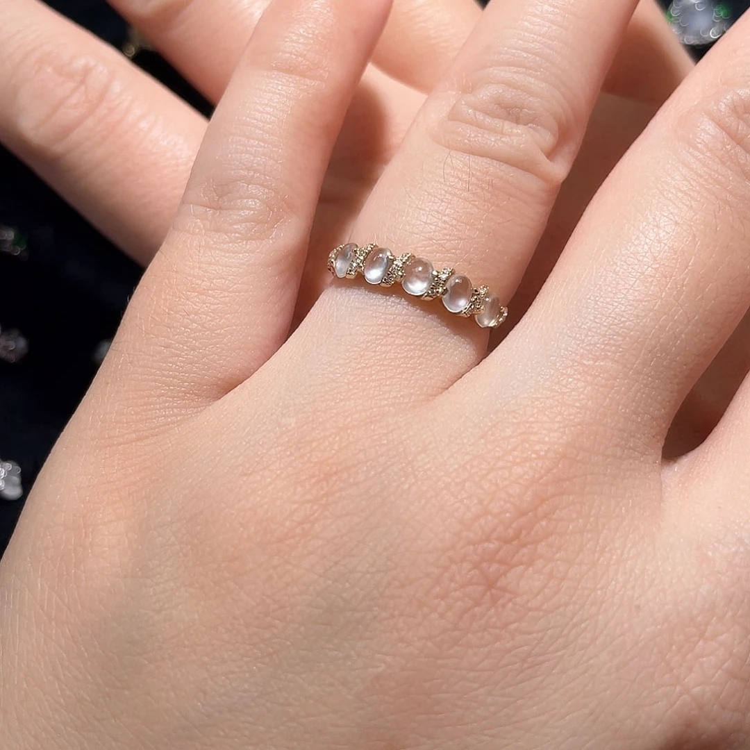 翡翠18K金镶嵌戒指祈*南非钻