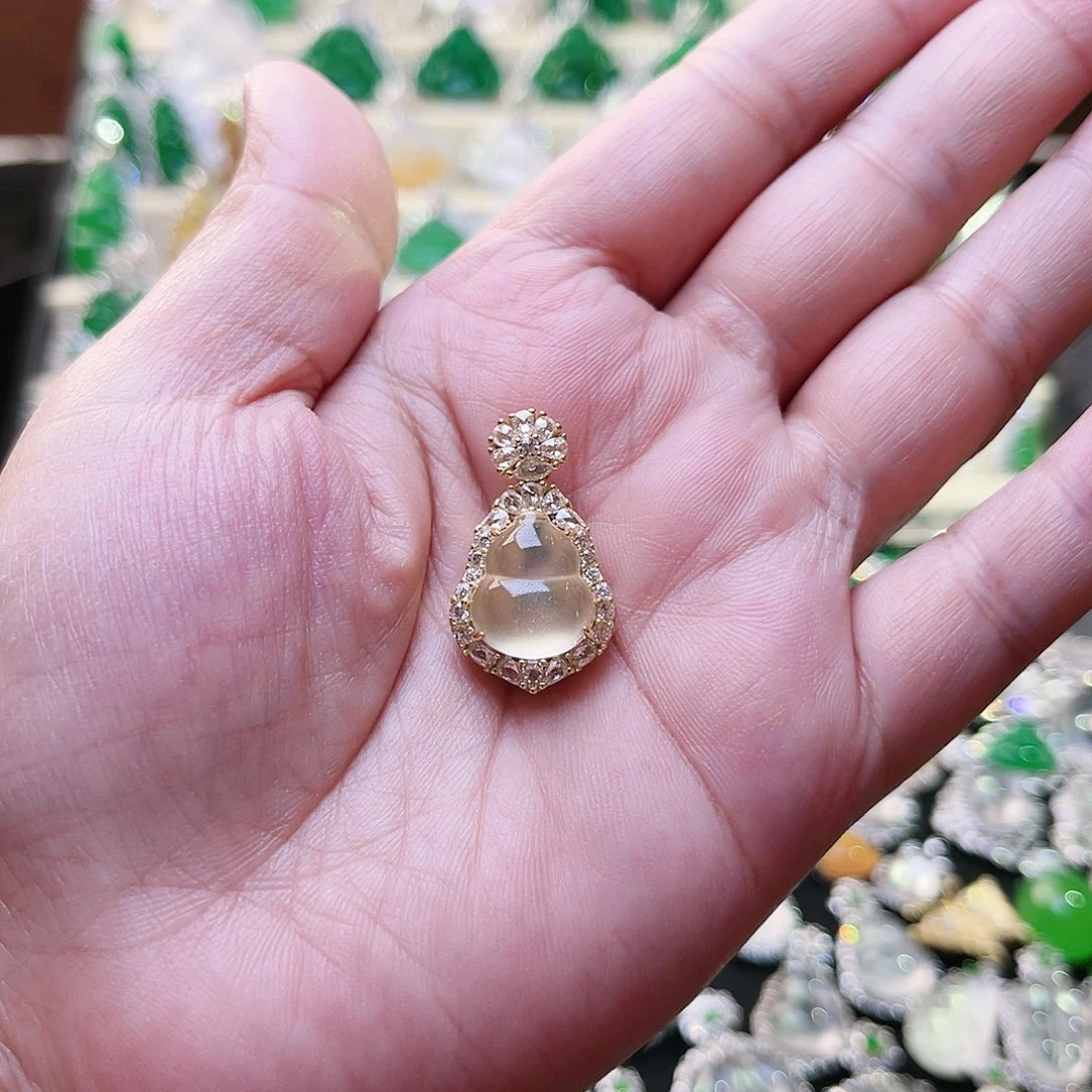 颈饰银S925镶嵌石英质玉葫芦