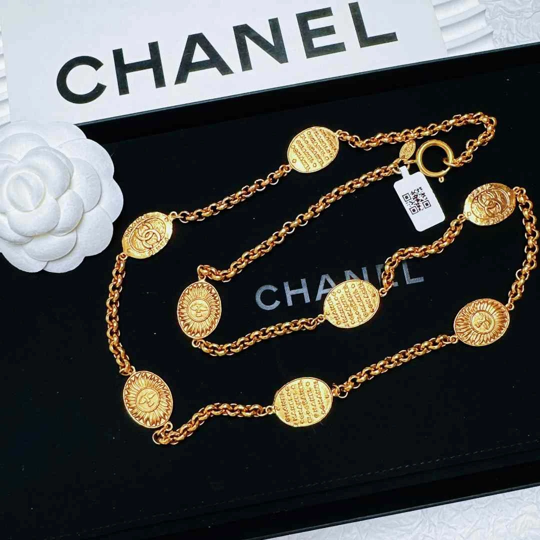 95新 Chanel/香奈儿 柚礼中古/香奈儿素金太阳神金币项链LZ502189