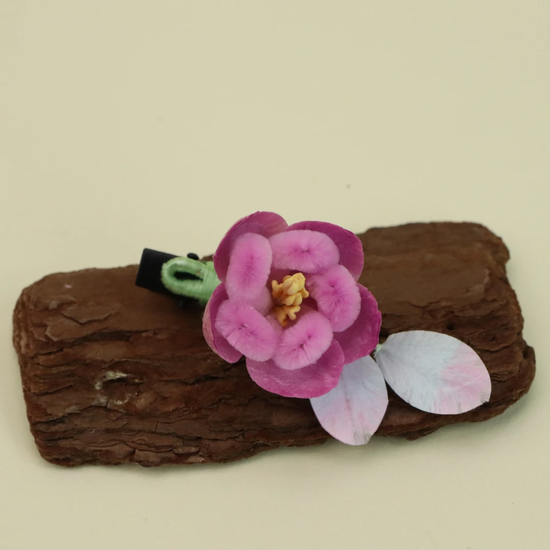 非遗绒花胖绒粉色发夹时尚可爱发夹国风古风夹素款