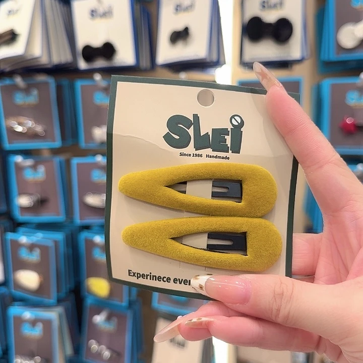 黄色水滴植绒掰掰夹