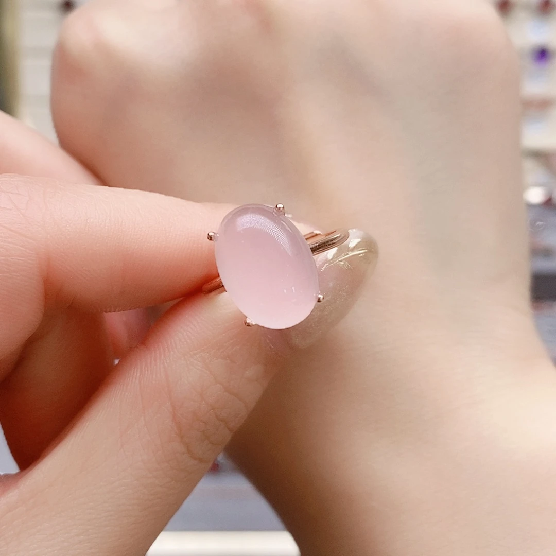 芙蓉石戒指银S925镶嵌戒指