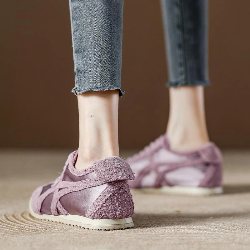 紫色德训鞋女夏季薄款阿甘鞋2025新款软底轻便透气休息平底运动鞋